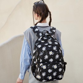 Joyfulife Daisy Prints Backpack and Lunch Box for Girls, Kids Backpack for Girls Elementary Primary Middle School Bags Teen Bookbags Backpack with Lunch Box and Pencil Case