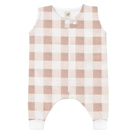 Nap Baby Saco para Dormir Bebé, Cobijas para Bebé para Vestir al Dormir. Saquitos para Dormir con Abertura para pies - 100% Algodón - Gingham Beige - 2 a 4 años