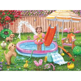 Bits and Pieces - 300 Piece Jigsaw Puzzle for Adults - 18" x 24" - Summer Soaker - 300 pc Large Piece Cute Colorful Jigsaw by Brooke Faulder