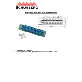 Schürberg Power Distributor for Model Making/RC | DC & AC | Various Models (Screw Terminal 2x12, Quantity: 3 Pieces)