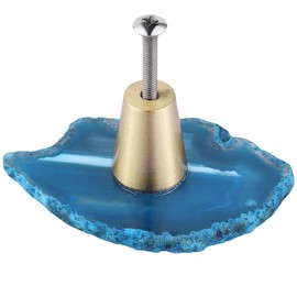 mookaitedecor Set of 4 Blue Agate Drawer Knobs with Screws, Irregular Blue Knobs Natural Crystal Knobs for Cabinet Kitchen Wardrobe Door Decorative Crystal Stone Cupboard Handles Furniture Decor