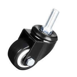 YOKIVE Threaded Stem Caster, Polyurethane Swivel Wheel Threaded Stem Casters, Great for Carts Shelves Racks Daily Use (Black, 1.5-Inch)