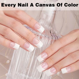 YiMistnnts Gloss Fully Cured Gel Nail Strips - UV Free, Long Lasting Salon Quality 22 Nail Wraps for Women's Classic French Manicure