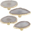 KYEYGWO Pack of 4 Irregular Agate Slices Furniture Knobs, Polished