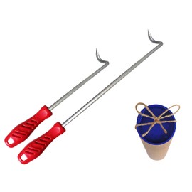Food Flipper & Turners - Pigtail Flipper - 16 and 12 Inches BBQ Meat Turners - Long & Short 304 Stainless Steel Hook - Meat, Fish, Vegetable Cooking Set - BBQ Accessories - Barbecue Tongs - BBQ Fork
