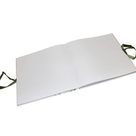 Perfect Day Wedding Guest Book Green Floral with Ribbon Close