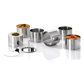 CHG Set 245-06-60 8-Piece Dessert/Food Ring Set 6 Dessert Rings Diameter 7.5 cm Height 5.5 cm 1 Presser 1 Spatula