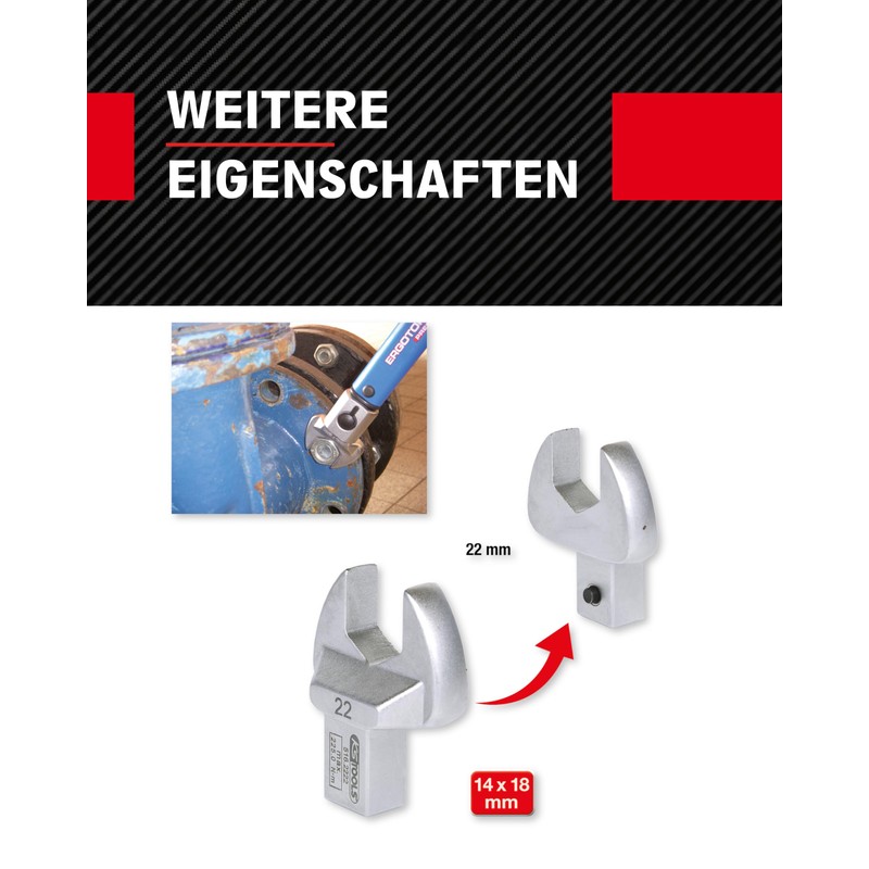 KS Tools 516.2222 14x18mm Push fit flared wrench, 22mm