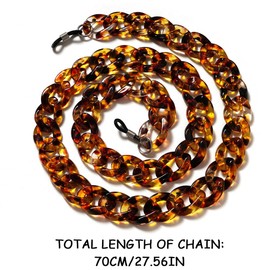 Valicaer 2 Pcs Acrylic Eyeglass Chains for Women Men - Adjustable Beaded Neck Strap with Clasp | Anti-Lost Sunglasses Holder String, Funky Design for Cycling Outgoing (Orange)