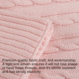 NTBAY 100% Pure Cotton Cable Knit Toddler Blanket, Super Soft and Warm Breathable Baby Blanket for Cot Bed, Stroller, Nursery, Travel, Newborn, Baby Pink, 76x102 cm