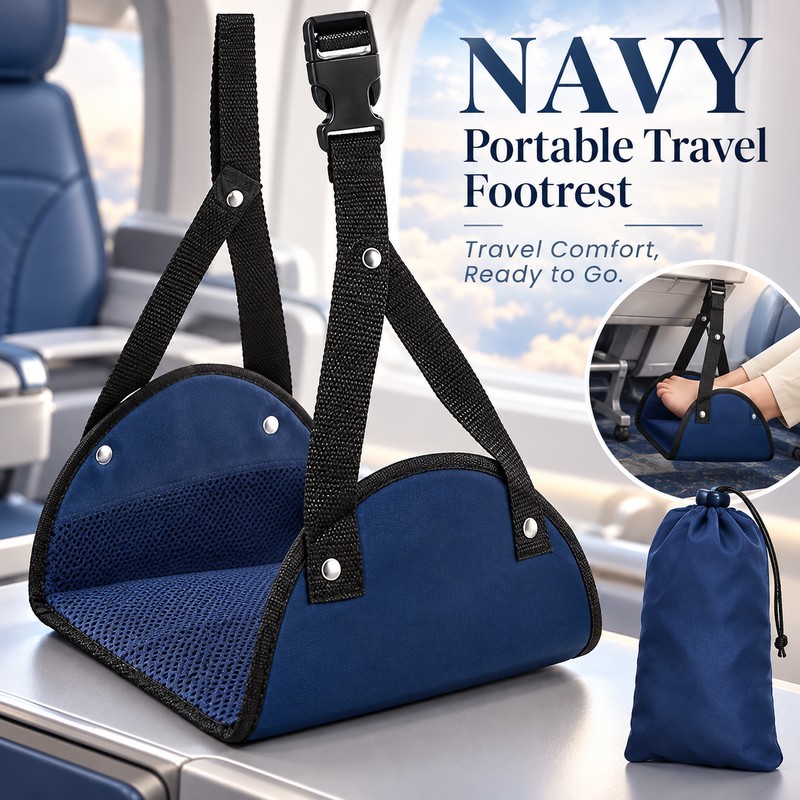 Airplane Footrest Hammock with Adjustable Strap, Portable Padded Travel Foot