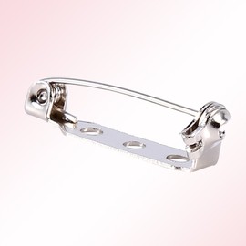 Estink 50 Pieces Brooch Pins, Silver Bar Pins Brooch Pin Tone Pin Back Safety Clasp Pins with 3 Holes for Crafts, Stationary, Bandages, Sewing, Dressmaking(25mm)