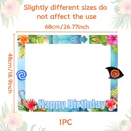 JeVenis Moana Birthday Party Photo Booth Props Frame for Hawaiian Luau Moana Party Supplies Moana Birthday Decoration