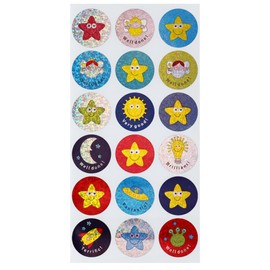 Hybsk Reward Stickers, 25mm Round, Alien Stars, 180 Sheets, Cute, Glitter Stickers, Kids Reward Suit, Kindergarten, School Learning, Teacher Reward Supplies, Students, Encouragement for Kids & Toddlers