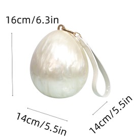 PSBIY Women Trendy Acrylic Evening Clutch Glitter Marble Purse Banquet Party Prom Handbag with Pearl Chain (Pearl White)