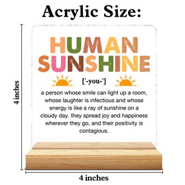 Human Sunshine Inspirational Gifts for Women Men, Thank You Appreciation Gifts for Teacher Friends Coworkers Employee Doctor Nurse Acrylic Plaque Desk Sign Decor Home Office Decor, 4 x 4 Inches