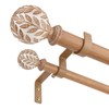 Wolistsa Boho Decorative Double Curtain Rod, 36-122 Inch, White Wood