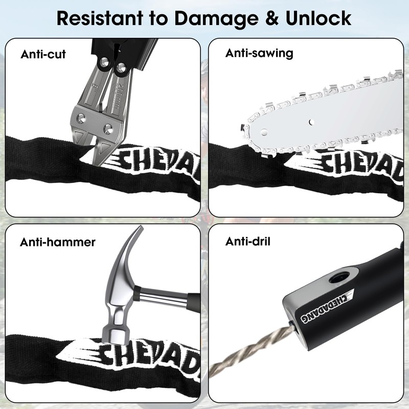 E Scooter Lock, CHEDADANG Bicycle Lock High Security Level Chain