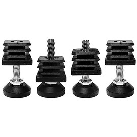 cyclingcolors 4 x Threaded Plugs Square Tube Adjustable Screw Foot Furniture Foot, 45 mm x 45 mm