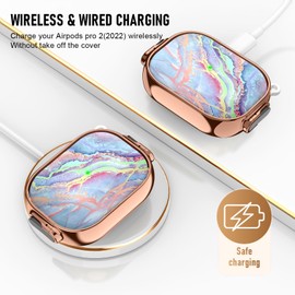 Maxjoy for Cute Airpods Pro 2 case with Safety Lock,Compatible Airpods Pro Case 2nd/1st Gen,Compatible Colored Marble AirPods Case Cover for Women Girly with Keychain-Rainbow