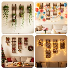 2 Pcs Wall Planter for Indoor Outdoor Plants - Wooden Wall Amounted Plant Holder for Hanging Pots, Vertical Pack Wood Garden Trellis for Climbing Plants Orchid Ivy Vine Rose Patio Home Decor, 47.24"