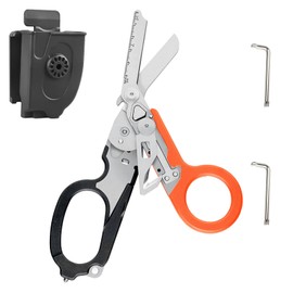 Raptor Response Emergency Scissors, Rescue Scissors with 6 Practical, Trauma Scissors, Multitool, Foldable Scissor Pliers with Holster, Tactical Folding Pliers for Outdoor Camping Rescue Tools (Orange