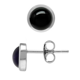 Silvershake 5mm Petite Genuine Round Shape Black Onyx White Gold Plated 925 Sterling Silver Stud Earrings