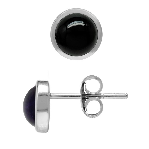 Silvershake 5mm Petite Genuine Round Shape Black Onyx White Gold