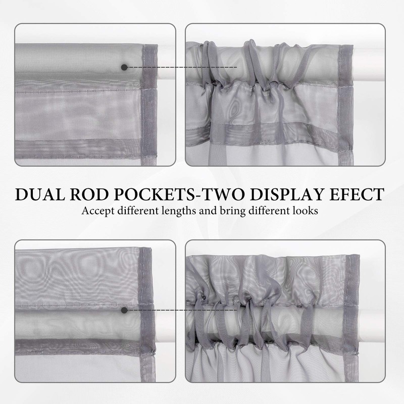 MIULEE 2 Panels Sidelight French Door Curtains Sheer Light Filtering