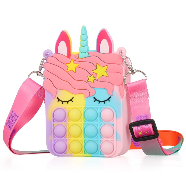 FRIUSATE Fidget Toy Bag Poppet Handbag Purse Simple Fidget Popper Toy Bag, Fidget Bag Stress Toy for Girls Child Kids, School Backpack Shoulder Bag