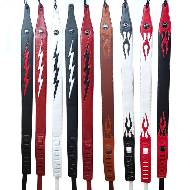 YUEKO Cool Lightning Pattern Flame Guitar Strap for Electric Guitar