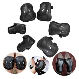 Protective Gear Set Set 6 in 1 Protective Knee Elbow Pads Wrist Guards Cushioned Skateboard Pad for Adults Teens Kids Skating Cycling Skateboard Scooter Rollerblading Roller Skating