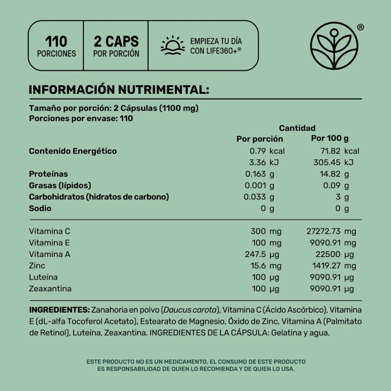 Luteína Capsulas Eagle Vision Blend 220 Cápsulas Life360