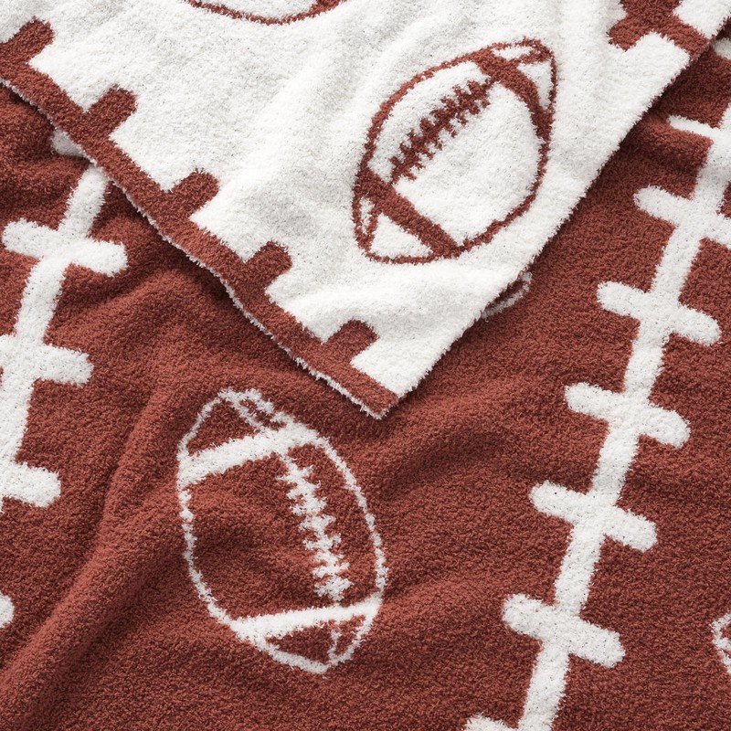 Brown Football Throw Blanket for Couch, Microfiber Fluffy Warm Cozy
