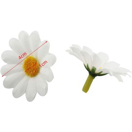TAODAN Fabric Daisy Flower Head 100PCS 1.5Inch White Artificial Gerbera Fake Flowers Heads for Wedding Party and DIY Craft