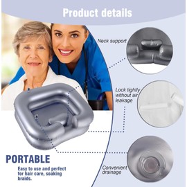 Portable Shampoo Bowl, Inflatable Hair Washing Sink for Bedridden, Disabled,Injured, Hair Washtub for Dreadlocks and at Home Sink Washing