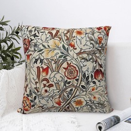 Dripglw William Flower Red 10 Morris Throw Pillow Covers 18x18 Inch Aesthetic Pillow for Bedroom Velvet Decorative Pillowcase Home Decor Living Room Cushion Case for Bed Sofa Couch