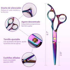 NEARPOW Tijeras de Peluquería Profesional, 15PzsTijeras Barberia, Juego de Tijeras de Pelo de Acero Inoxidable con Capa de Barbero y Peine, Tijeras para Cabello con Bolsa de Almacenamiento para Hogar
