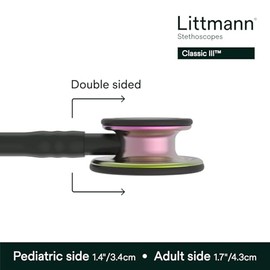 3M Littmann - 5870 Classic III Estetoscopio, Acabado Arcoiriís , Tubo Negro, 27