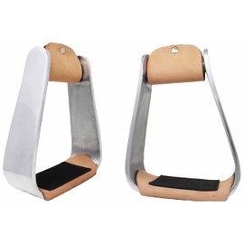 CHALLENGER Horse Saddle Stirrups Western Saddle Aluminum Angled Slanted Bell 51223