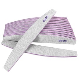 80/80 Grit Nail Files (10 Pack), Emery Boards for Acrylic Nails and Gel Nails, Coarse Nail File Double Sided 80 Grits Emory Professional Nail Filers Reusable Washable Manicure Curved Gray