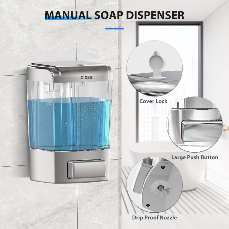 CIBSS Manual Soap Dispenser, 23.7oz/700ml Wall Mount Soap Dispenser, Large