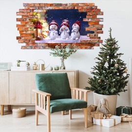 IARTTOP 3D Christmas Wall Decals，Lovely Snowman Wall Sticker,Adorable Elk Stickers,Christmas Window Clings,Winter Christmas Party Supplies,Merry Christmas Theme Wall Art Mural