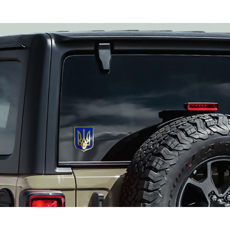 Ukraine Trident Tryzub Blue Gold Plastic car Emblem Decal Sticker
