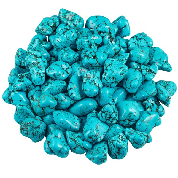 mookaitedecor 1/2 lb Green Howlite Turquoise Tumbled Stone, Polished Stones for Jewelry Making, Wicca, Reiki Healing and Wire Wrapping(About 9-15 Pieces)