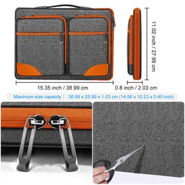 Hseok Laptop Sleeve 15 15.6 16 inches Case Protective PC Briefcase for Commuting and Business Trip，Gray-Orange