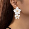 Large Double Flower Earrings Boho Metal floral Stud Earrings Drop
