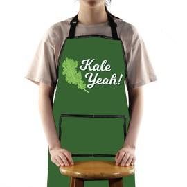 JNIAP Kale Kitchen Apron Kale Lovers Gift Vegetarian Gift Veggie Apron Kale Yeah Gifts, Green Kale Ap, Large