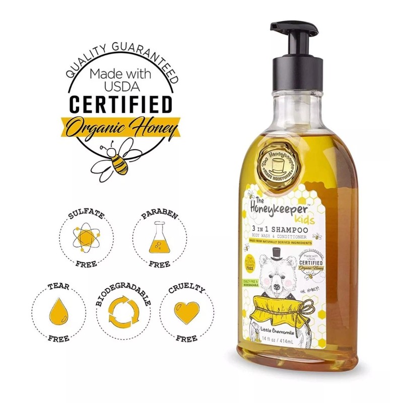 The Honey Keeper Shampoo Orgánico Para Bebés 3 Pack Con
