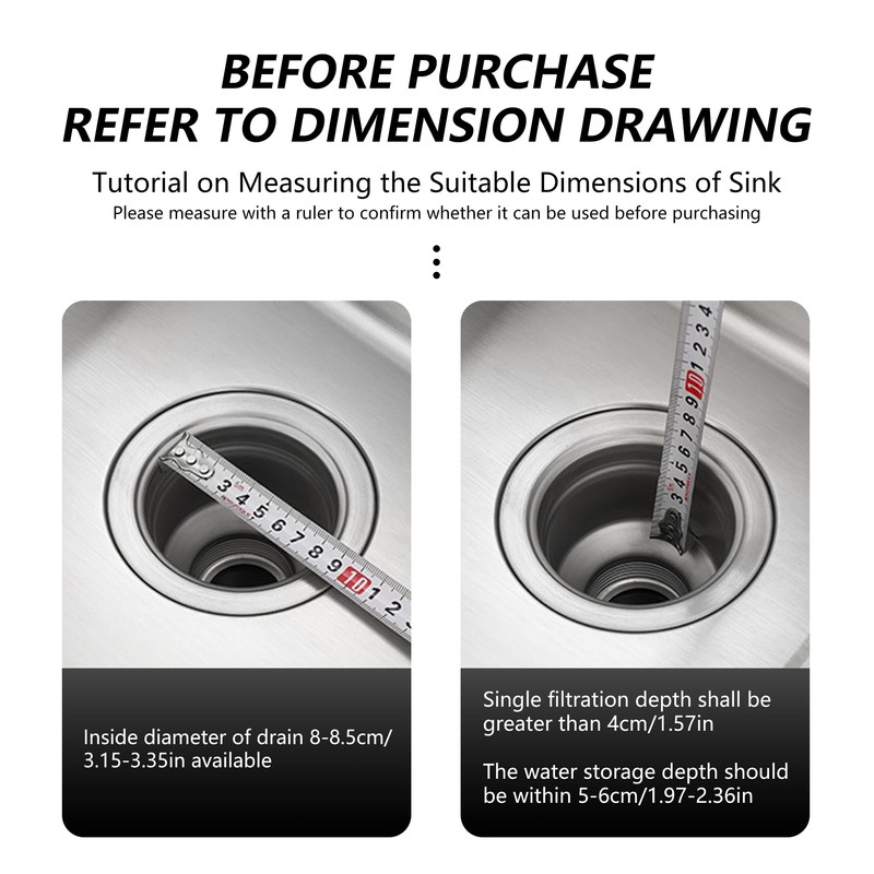 2 Kitchen Sink Basket Strainer Replacement for Standard Drains (3.2